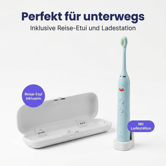 Blau – Perfekt für unterwegs mit Reiseetui und Ladestation