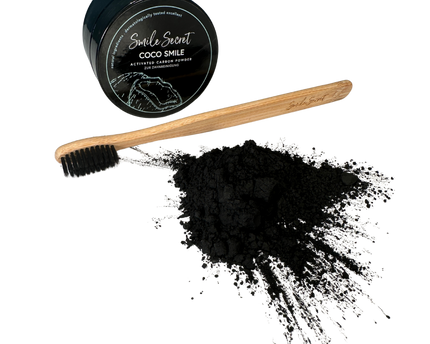 Coco Smile Aktivkohlepulver mit Bamboo Brush