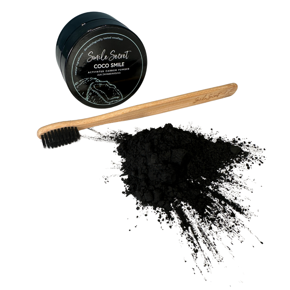 Coco Smile Aktivkohlepulver mit Bamboo Brush