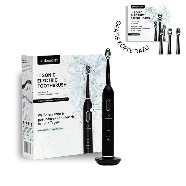 iX Sonic Schallzahnbürste schwarz inkl. Köpfe