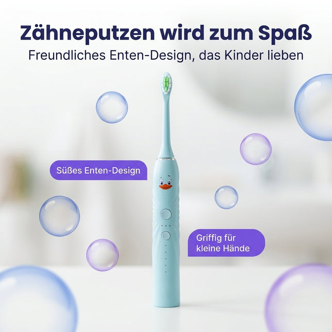 SmileSecret KIDS Starter-Set Sprechende Ente – Bürste + 4 Ersatzköpfe + Sanduhr