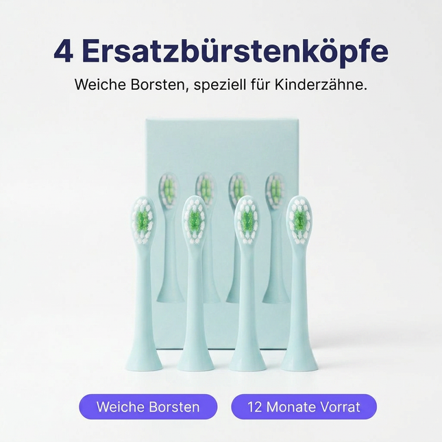 SmileSecret KIDS Ente Ersatzbürstenköpfe in Blau – 4er-Set
