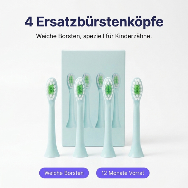 SmileSecret KIDS Ente Ersatzbürstenköpfe in Blau – Detailansicht